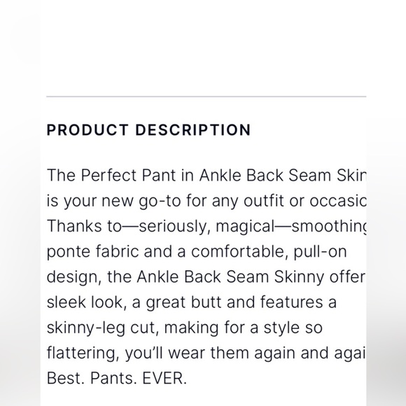 Spanx The Perfect Pant Ankle Back Seam Skinny Classic Black Size M - Picture 6 of 16